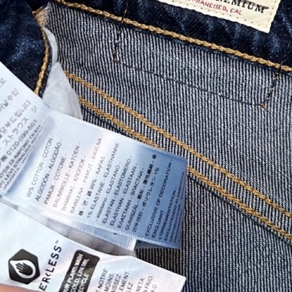 NWT Levi’s 501 High Rise Mid Thigh Shorts in Salsa Center Dark Wash - Picture 8 of 8